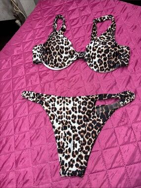 SHEIN size large Leopard Print Underwire Bikini Set - Women's Swim